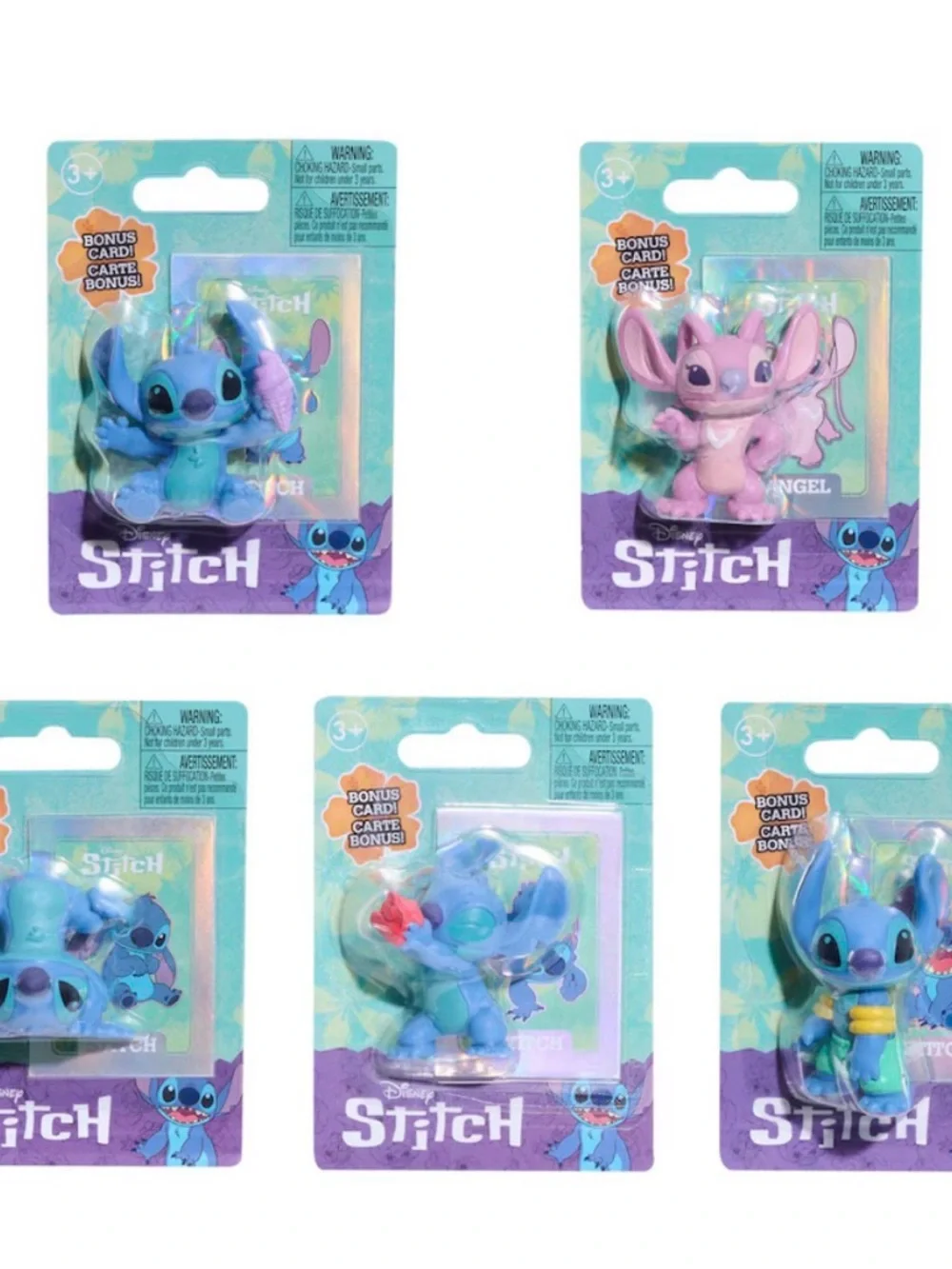 Disney Stitch & Angel Small Pet Toy Figures – Blue, Pink lot of 5